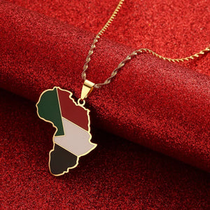 Sudan Flag Map Necklace