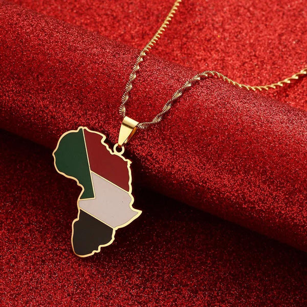 Sudan Flag Map Necklace