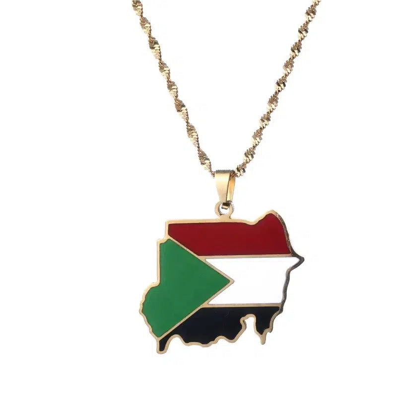 Sudan Flag Map Necklace