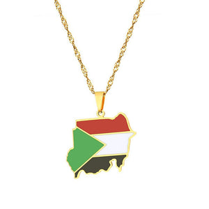 Sudan Flag Map Necklace