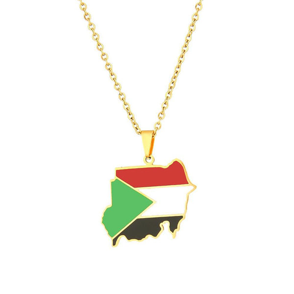 Sudan Flag Map Necklace