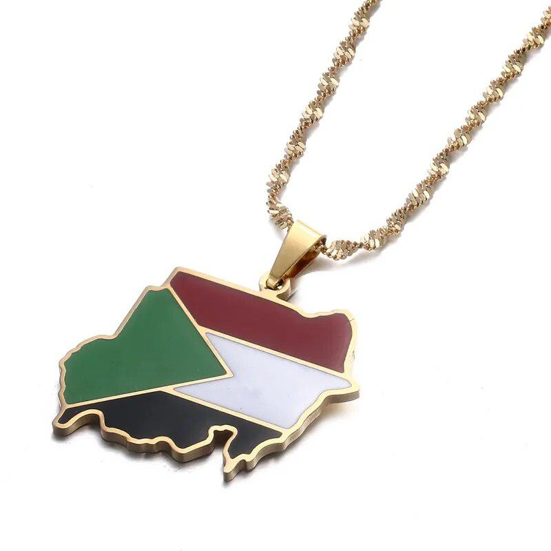 Sudan Flag Map Necklace