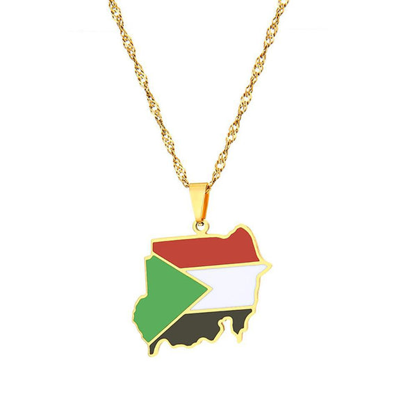 Sudan Flag Map Necklace