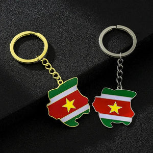 Suriname Flag Map Keychain