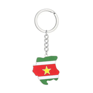 Suriname Flag Map Keychain