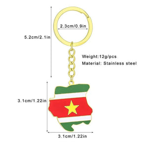 Suriname Flag Map Keychain