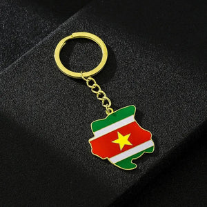 Suriname Flag Map Keychain