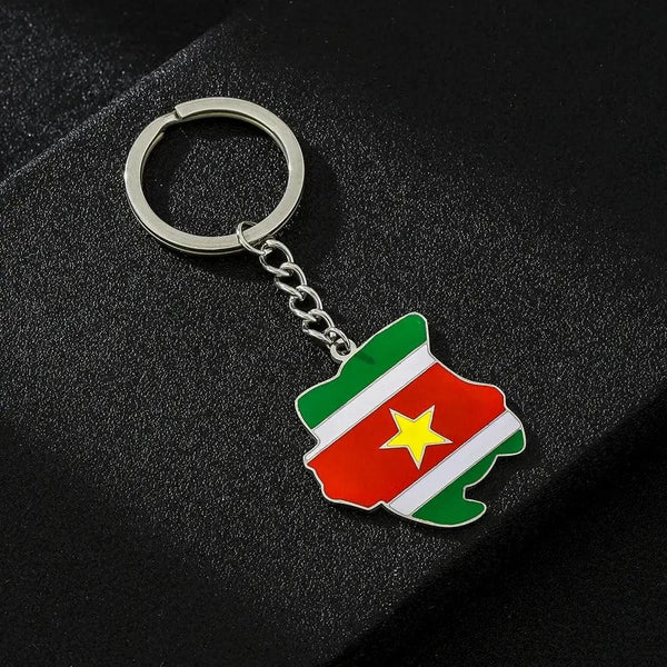 Suriname Flag Map Keychain