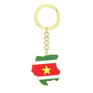 Suriname Flag Map Keychain