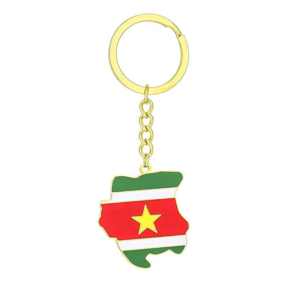 Suriname Flag Map Keychain