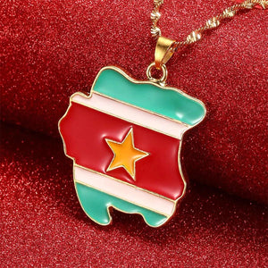 Suriname Flag Map Necklace