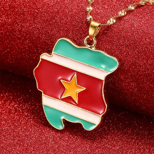 Suriname Flag Map Necklace