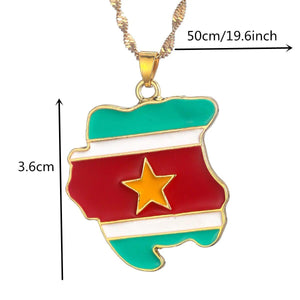 Suriname Flag Map Necklace