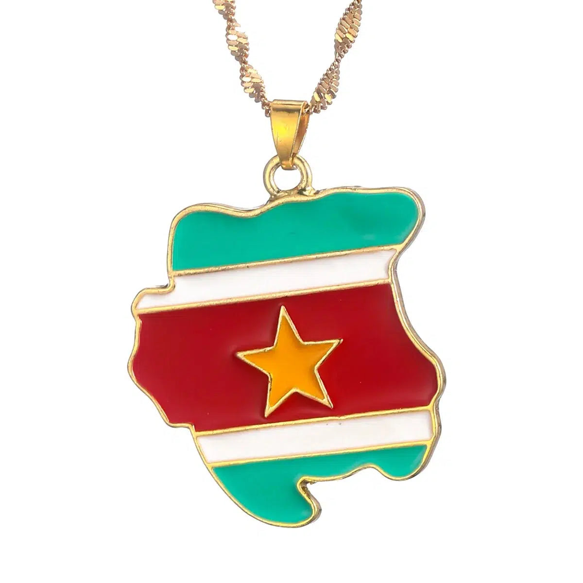 Suriname Flag Map Necklace