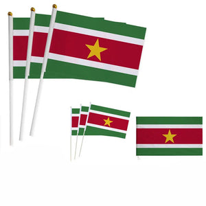 Suriname Flag on Stick - Small Handheld Flag (50/100Pcs)