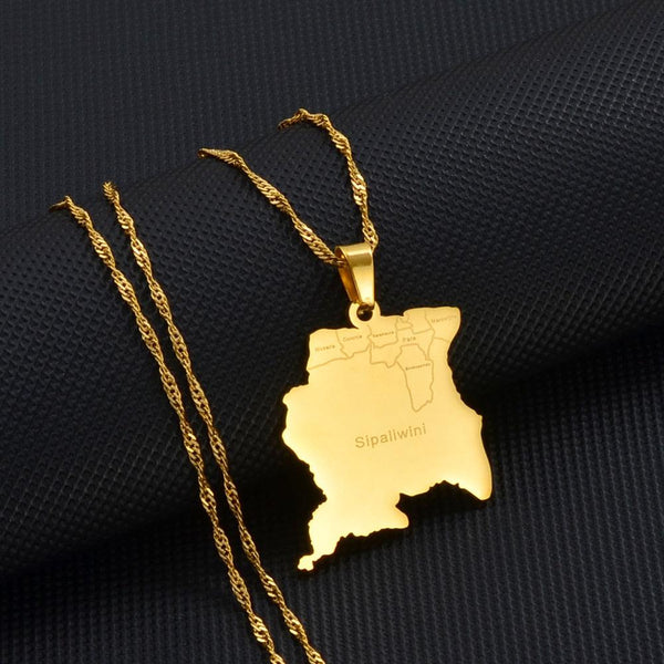 Suriname Map Necklace