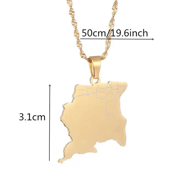 Suriname Map Necklace