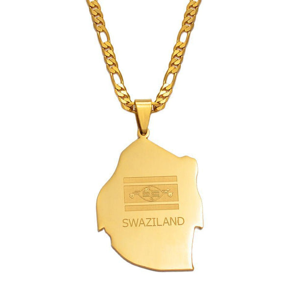 Swaziland Flag Map Necklace