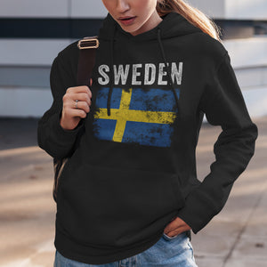 Sweden Flag Distressed - Swedish Flag Hoodie