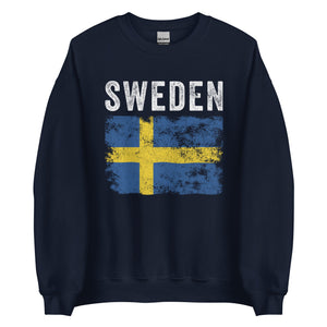 Sweden Flag Distressed - Swedish Flag Sweatshirt