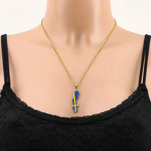 Sweden Flag Map Necklace