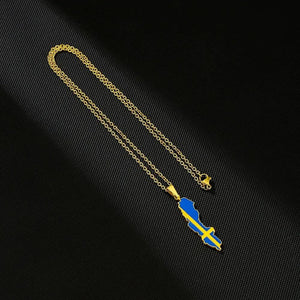 Sweden Flag Map Necklace