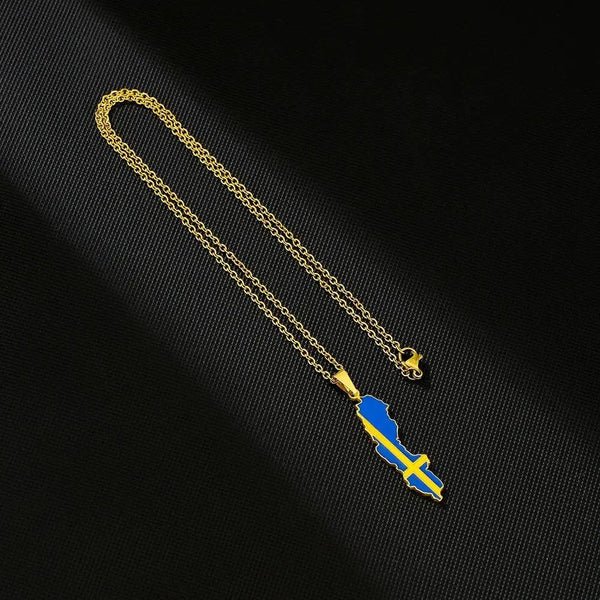 Sweden Flag Map Necklace