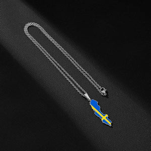 Sweden Flag Map Necklace