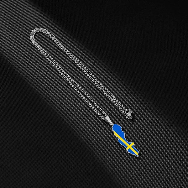 Sweden Flag Map Necklace