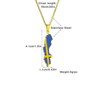Sweden Flag Map Necklace