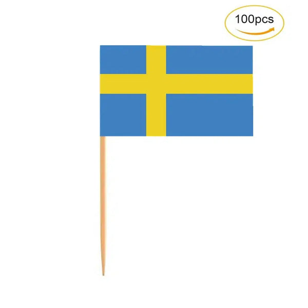 Sweden Flag Toothpicks - Cupcake Toppers (100Pcs)