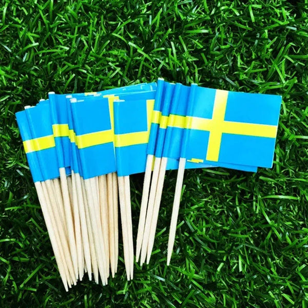 Sweden Flag Toothpicks - Cupcake Toppers (100Pcs)