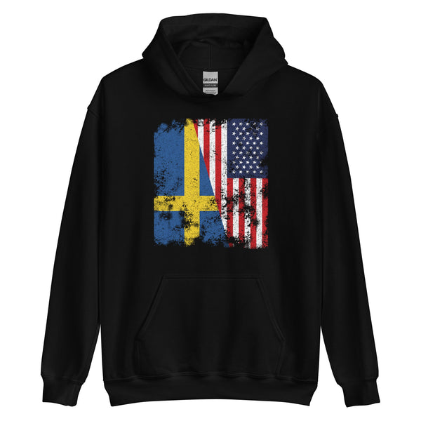 Sweden USA Flag - Half American Hoodie