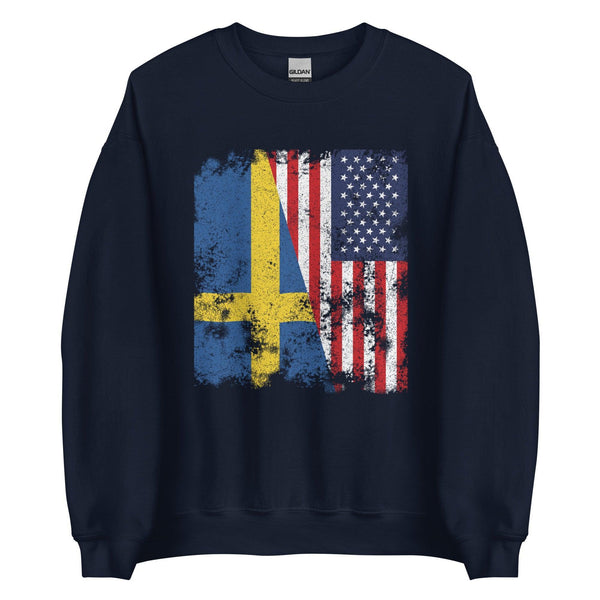 Sweden USA Flag - Half American Sweatshirt