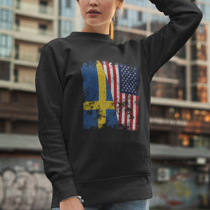 Sweden USA Flag - Half American Sweatshirt