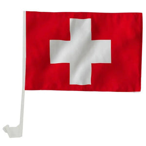 Switzerland Car Flag with Window Clip and Pole - Flag for Car Window