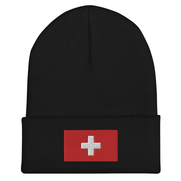 Switzerland Flag Beanie - Embroidered Winter Hat
