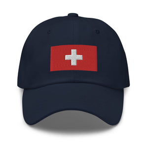 Switzerland Flag Cap - Adjustable Embroidered Dad Hat