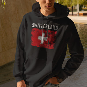Switzerland Flag Distressed - Swiss Flag Hoodie