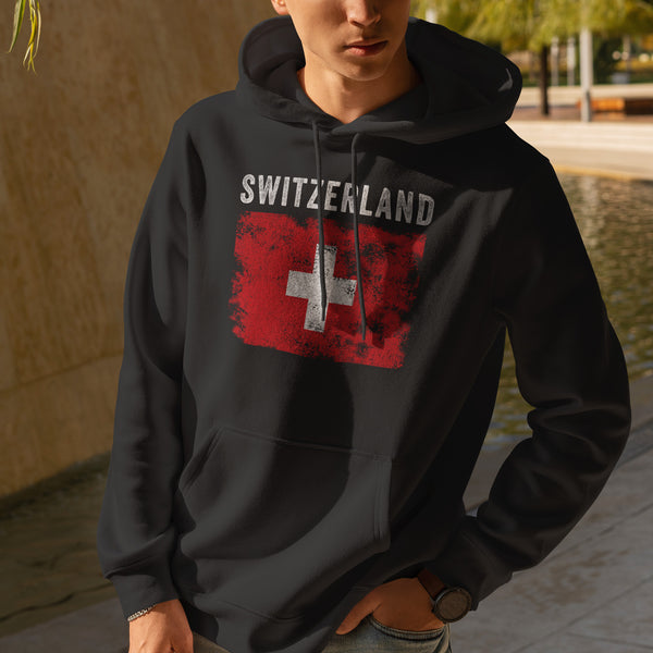 Switzerland Flag Distressed - Swiss Flag Hoodie