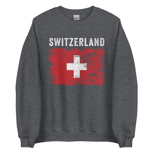 Switzerland Flag Distressed - Swiss Flag Sweatshirt
