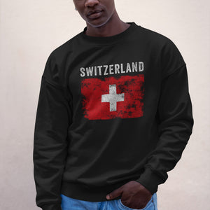 Switzerland Flag Distressed - Swiss Flag Sweatshirt