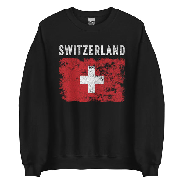 Switzerland Flag Distressed - Swiss Flag Sweatshirt