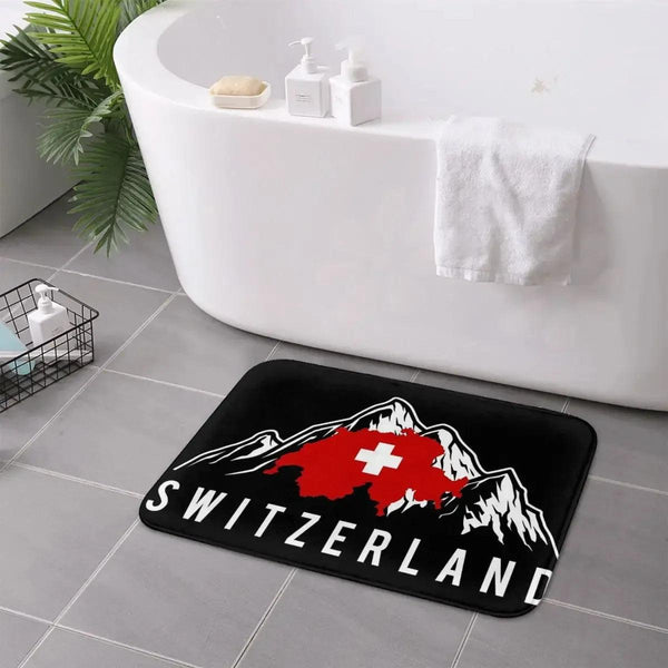Switzerland Flag Doormat - Welcome Mat for Bath and Front Door