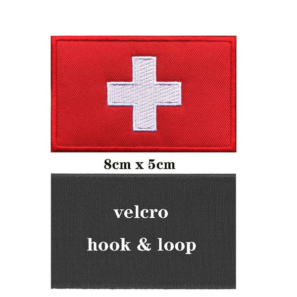 Switzerland Flag Patch - Iron On/Hook & Loop Patch