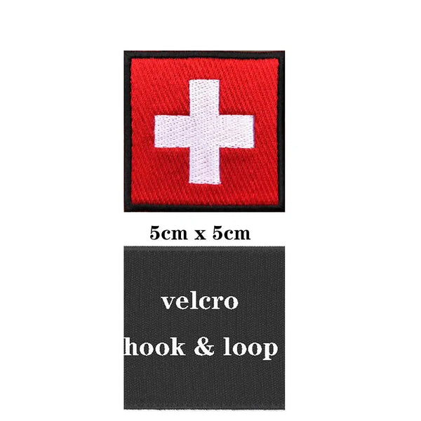 Switzerland Flag Patch - Iron On/Hook & Loop Patch