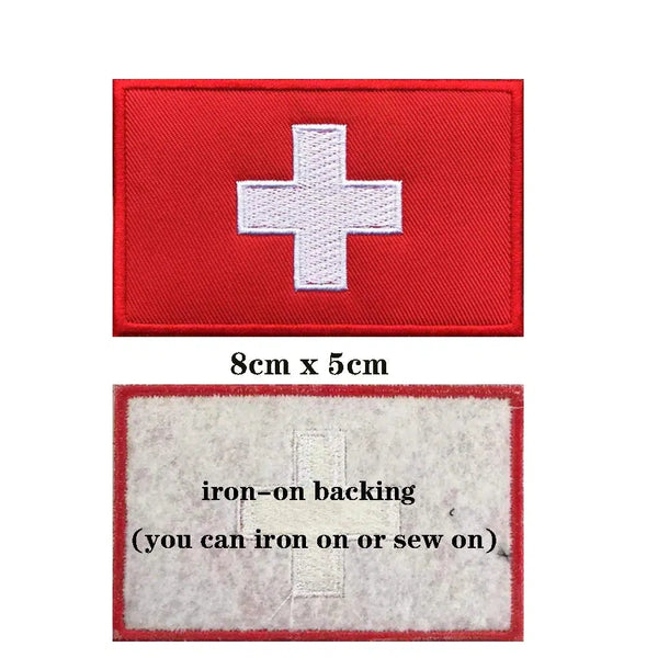 Switzerland Flag Patch - Iron On/Hook & Loop Patch