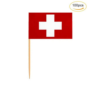 Switzerland Flag Toothpicks - Cupcake Toppers (100Pcs)