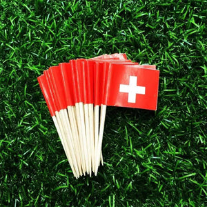 Switzerland Flag Toothpicks - Cupcake Toppers (100Pcs)