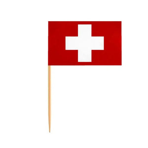 Switzerland Flag Toothpicks - Cupcake Toppers (100Pcs)